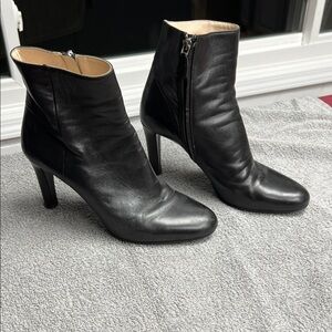 Elegant Prada  Black Leather Ankle Boots